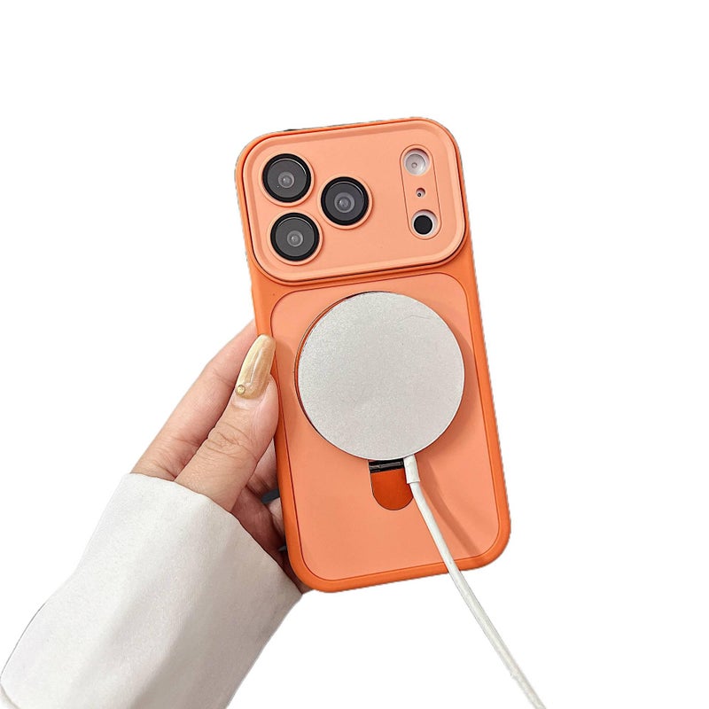 غطاء MagSafe بPC لـ iPhone 17 / 17 Air / 17 Pro / 17 Pro Max مع نافذة كبيرة ومغناطيس قوي مع حامل قائم مع تصميم ثنائي اللون باللون Desert Gold مغناطيسي بوظيفة حامل للرحلات اليومية - Image 3