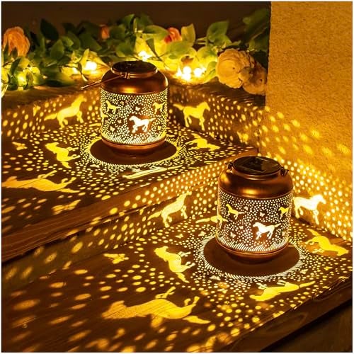 TIGGSY Horse Solar Lanterns Outdoor Waterproof Hanging Solar Lights Horse Gifts for Women Men Metal LED Decorative Light for Yard,Patio,Lawn,Tabletop,Pathway,Landscape,Garden Decor - Image 3
