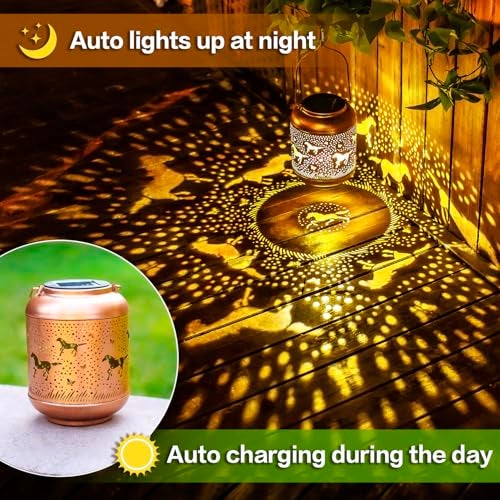 TIGGSY Horse Solar Lanterns Outdoor Waterproof Hanging Solar Lights Horse Gifts for Women Men Metal LED Decorative Light for Yard,Patio,Lawn,Tabletop,Pathway,Landscape,Garden Decor - Image 4