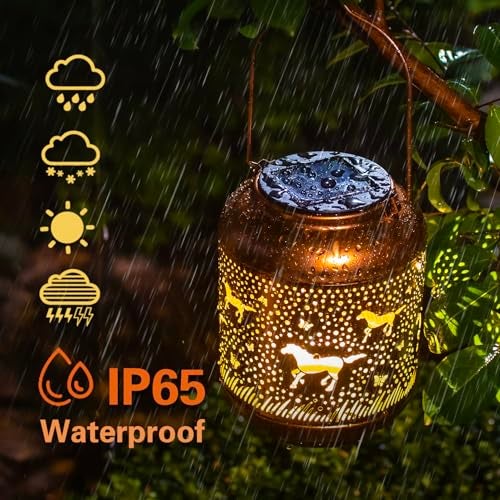 TIGGSY Horse Solar Lanterns Outdoor Waterproof Hanging Solar Lights Horse Gifts for Women Men Metal LED Decorative Light for Yard,Patio,Lawn,Tabletop,Pathway,Landscape,Garden Decor - Image 5