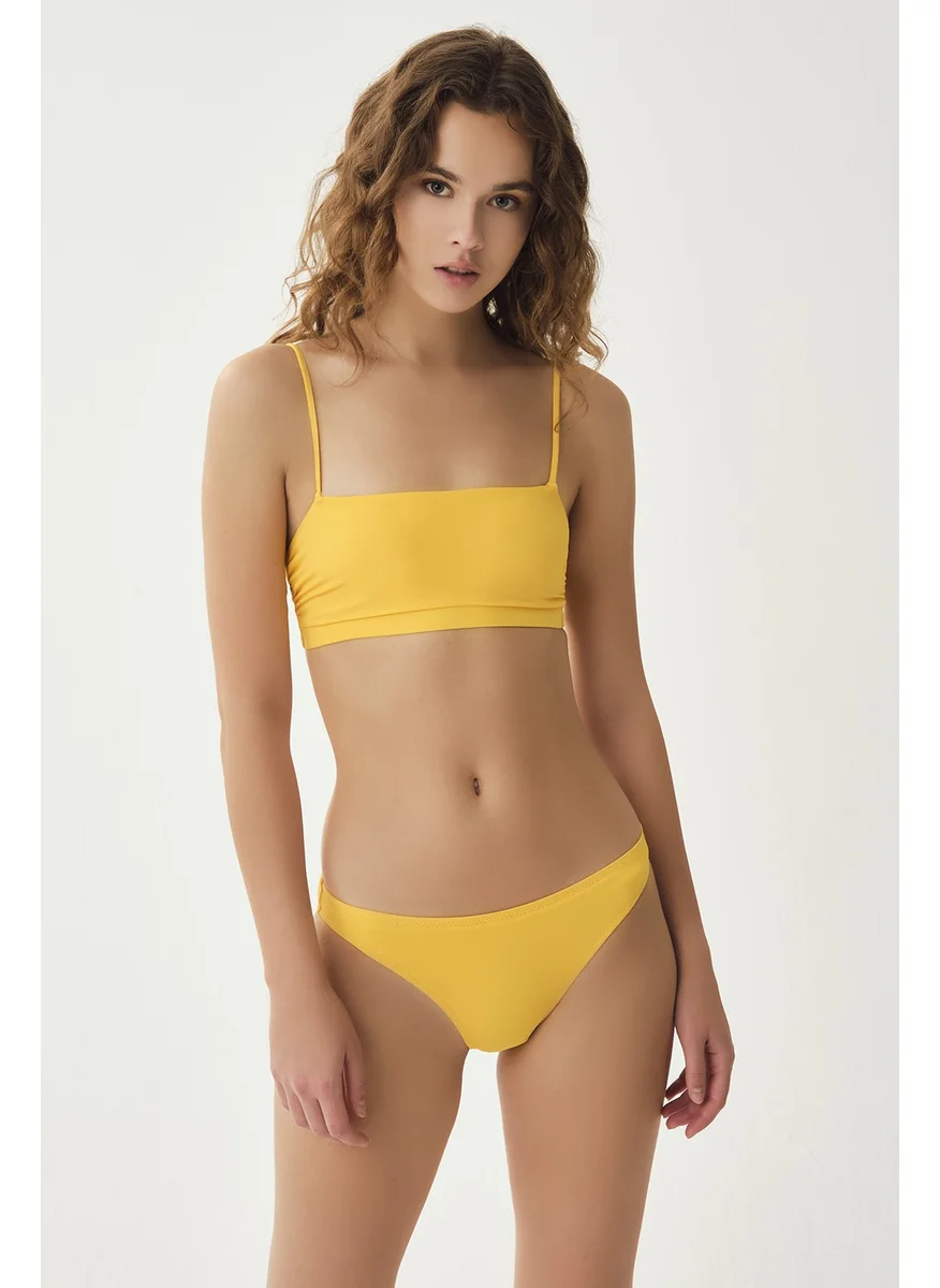 داجي Yellow Thin Strap Bikini Top
