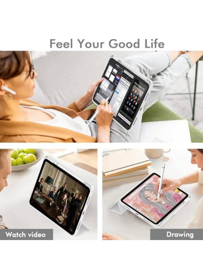 iMieet حافظة iMieet لجهاز iPad (A16)/الجيل العاشر من iPad [11 بوصة 2025/10.9 بوصة 2022]، حافظة ذكية قابلة للطي ثلاثية مع حامل وحامل قلم وظهر TPU ناعم، تدعم Touch ID (أسود) - Image 5