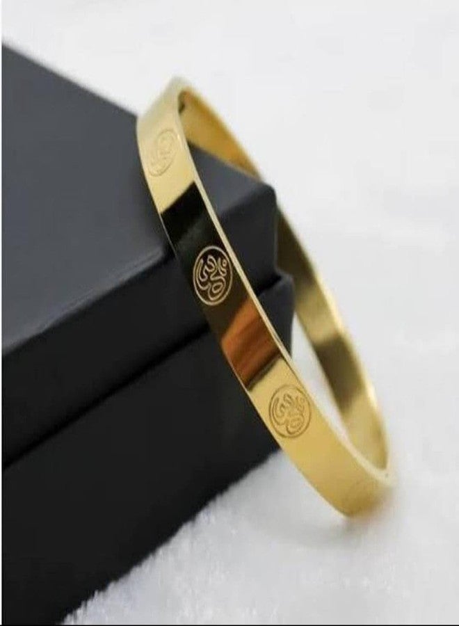 Bauble Cluster Anti Tarnish 18k Gold Plated Om Bangle Bracelet For Boys/Stainless Steel Kada For Men/Gifts for Boys/Bracelet For Men's/Husband/Bestfriend 18k Gold Plated Bracelet (Pack of 1) - Image 4