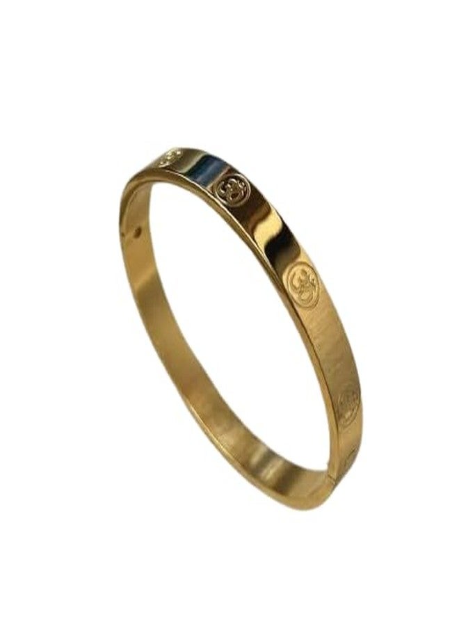 Bauble Cluster Anti Tarnish 18k Gold Plated Om Bangle Bracelet For Boys/Stainless Steel Kada For Men/Gifts for Boys/Bracelet For Men's/Husband/Bestfriend 18k Gold Plated Bracelet (Pack of 1) - Image 1