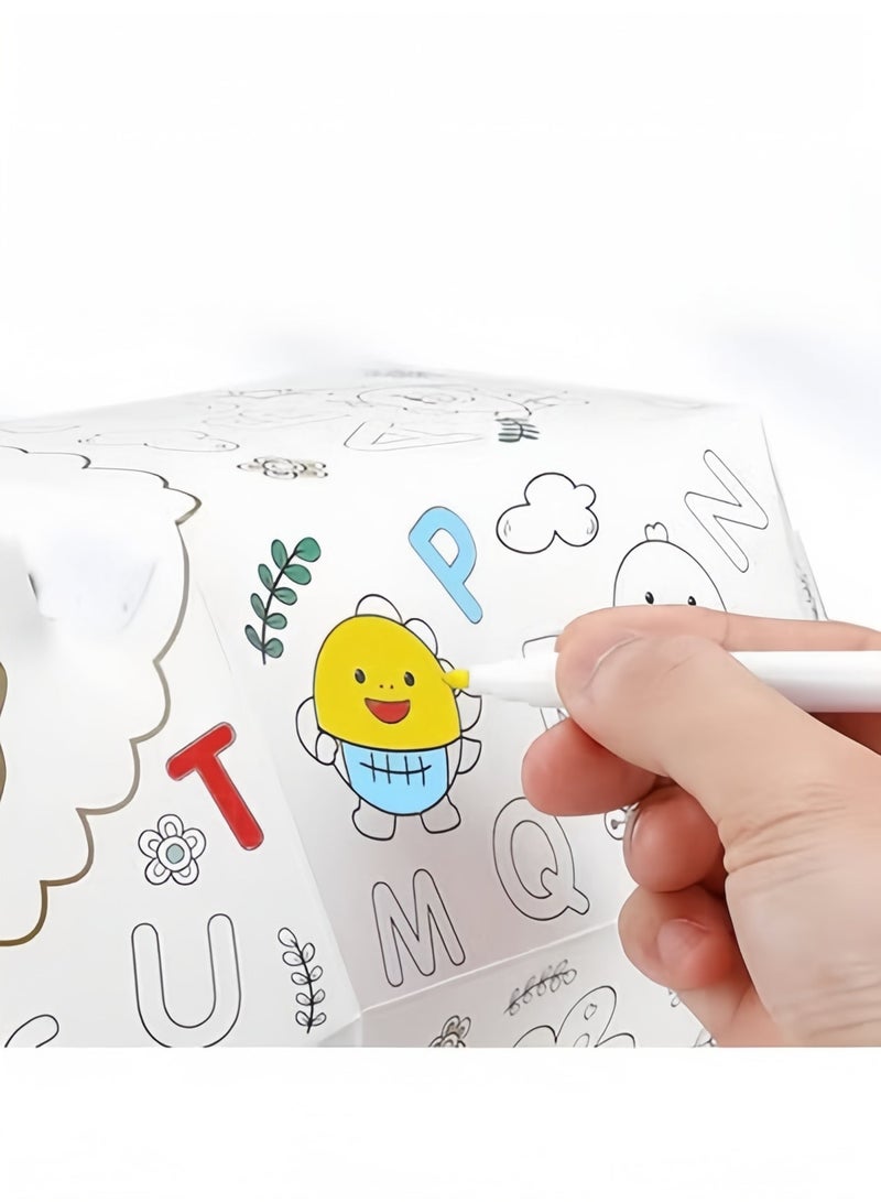 أشغال يدوية إبداعية للتلوين من الورق المقوى المصغر، بيت ألعاب ألغاز ثلاثي الأبعاد، ألعاب رسم ملونة خفيفة الوزن، بيت لعب للأطفال، ألعاب تعليمية ذات خيال إبداعي يمكن تجميعها ورسمها - Image 3