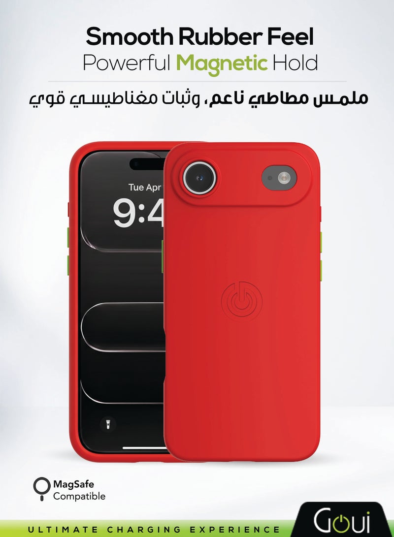 Goui iPhone 17 Air Case | Full-Coverage | MagSafe | Wireless Friendly | Colorful | Soft Touch | Magnetic Design for Mount Cherry Red - Image 1