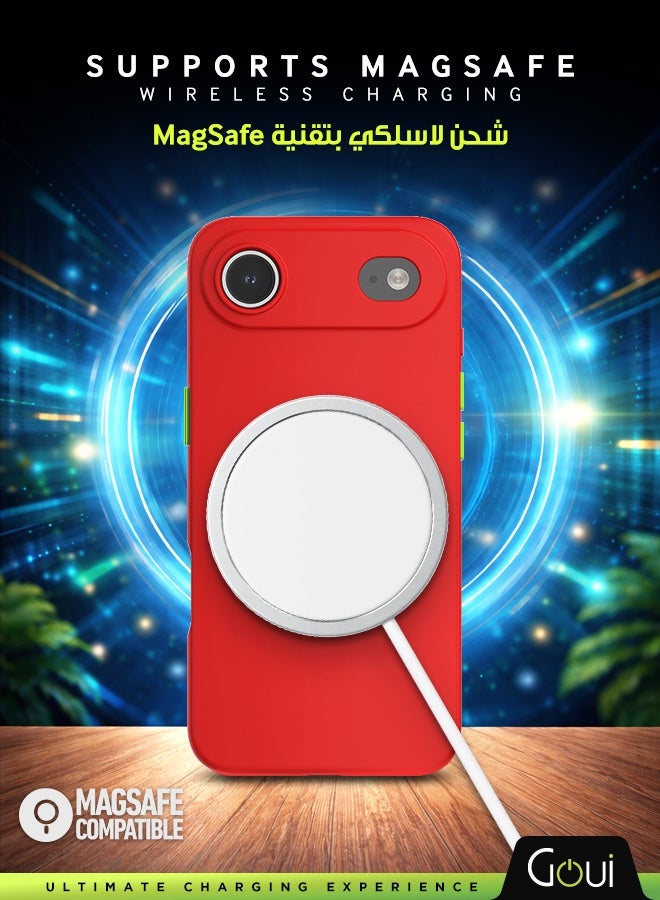 Goui iPhone 17 Air Case | Full-Coverage | MagSafe | Wireless Friendly | Colorful | Soft Touch | Magnetic Design for Mount Cherry Red - Image 3
