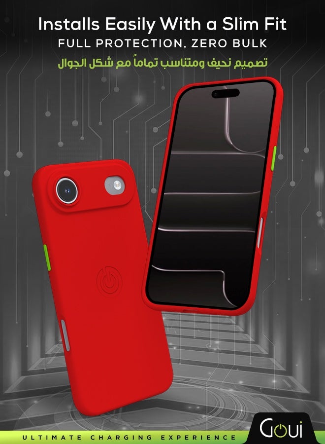 Goui iPhone 17 Air Case | Full-Coverage | MagSafe | Wireless Friendly | Colorful | Soft Touch | Magnetic Design for Mount Cherry Red - Image 2