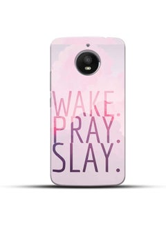 Motivational Funky Trendy Quote/Quotes - Wake Pray Slay - Pink Cloud Designer Printed Hard Back Case and Cover for Motorola Moto E4 Plus / E4+