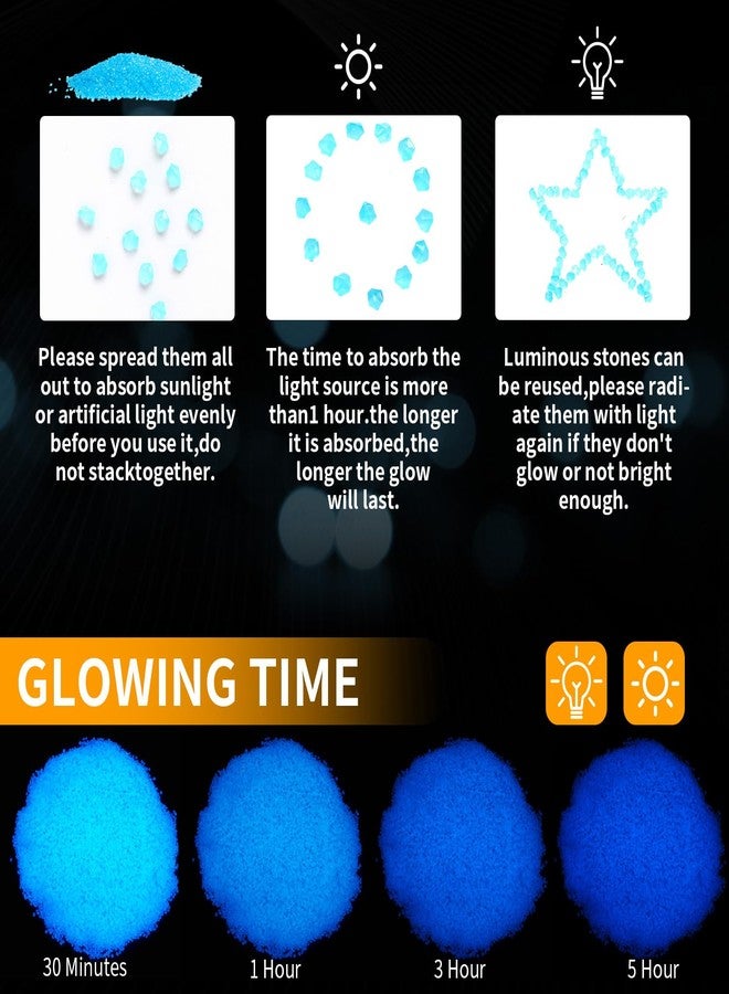 Landical 40000 Pcs 3-5mm Glow in The Dark Rocks for Fish Tank Aquarium Luminous Gravel Bulk Pebble Craft Small Landscaping Glow Sand Stone for Potted Plant Succulent Decor, 2.2 Lb/ 1 kg(Light Blue) - Image 5