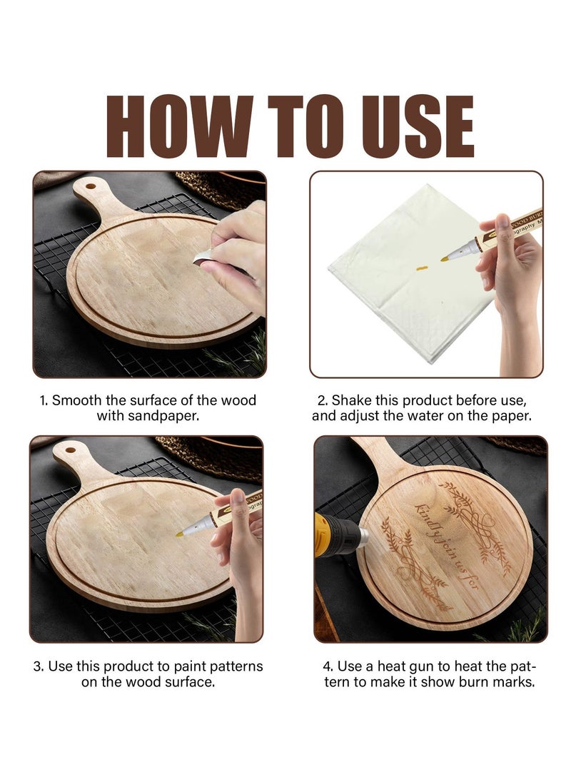 Wood Burning Pen , Heat Sensitive Double Sided Marker for Wood and Crafts Marking Pen 3pcs - Image 2