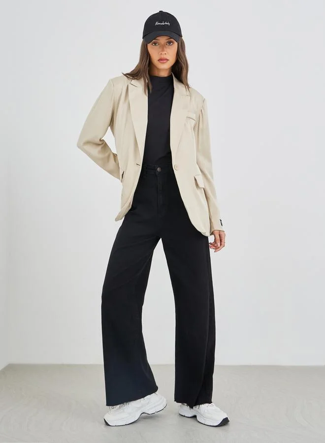 ستايلي Styli Women Beige Regular Fir Regular Length Blazer with Badge Detail