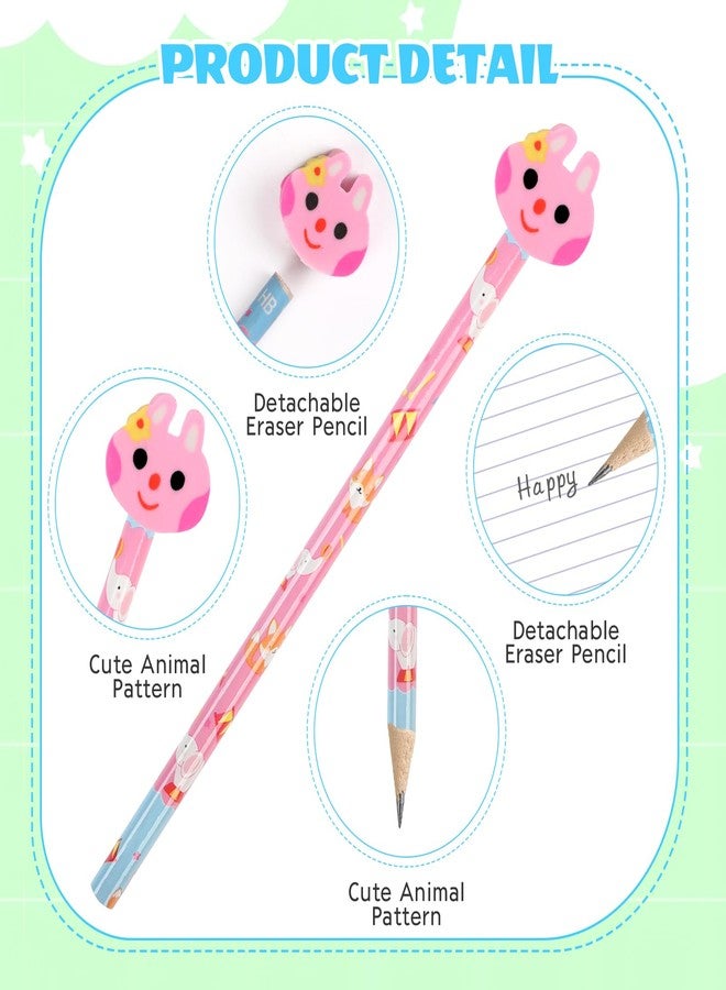 DERAYEE 24PCS Cute Pencils with Fruit Animal Top Eraser, Fun Wooden Pencil for Kids Students Reward Prize Classroom Party Favors - Image 3