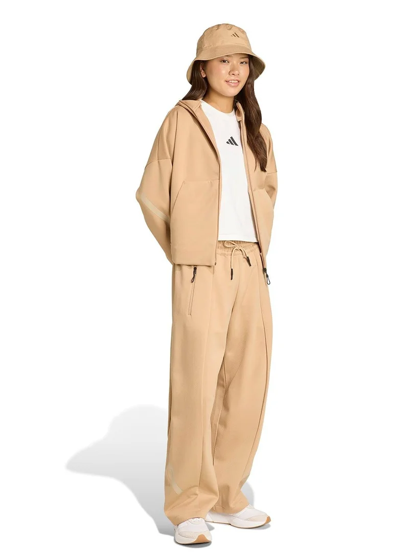 Adidas light beige Z.N.E. Open-Hem Tracksuit Bottoms for Women | Best Price UAE