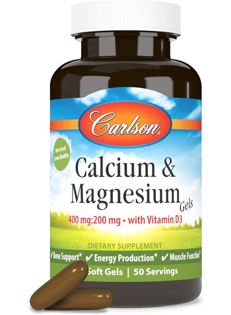 كارلسون نسبة الكالسيوم إلى المغنيسيوم، دعم العظام، إنتاج الطاقة، 100 كبسولة هلامية - Image 1