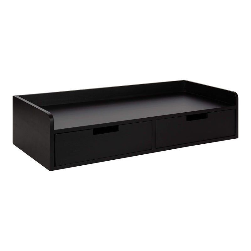 Kate and Laurel Kate and Laurel Kitt Modern Floating Shelf with Drawers 28 x 12 x 65 inches Black Chic Floating Storage Console Table or Desk for Wall 