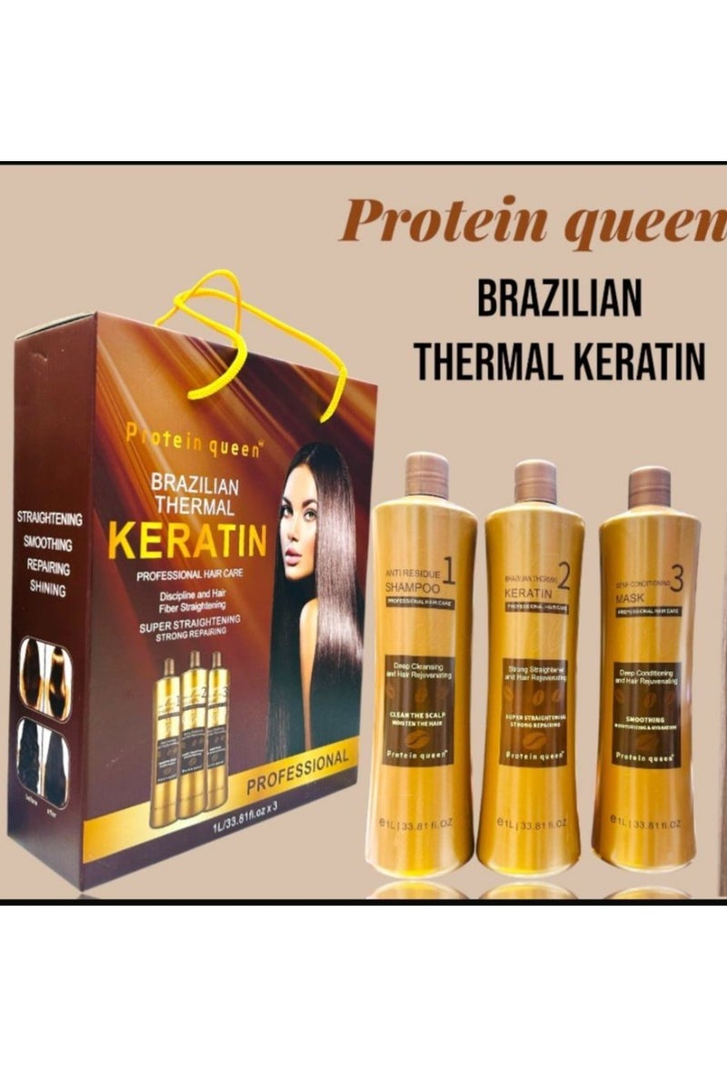 Protein queen Brazilian Thermal Keratine Set 1 L 3pcs/Set