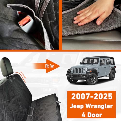 Kistrba Dog Car Seat Cover Compatible with Jeep Wrangler 4 Door 2007-2025, Waterproof Pet Bench Seat Cover for Back Seat, 600D Heavy Duty Scratch Proof Nonslip Truck Seat Covers for Dogs - Image 2