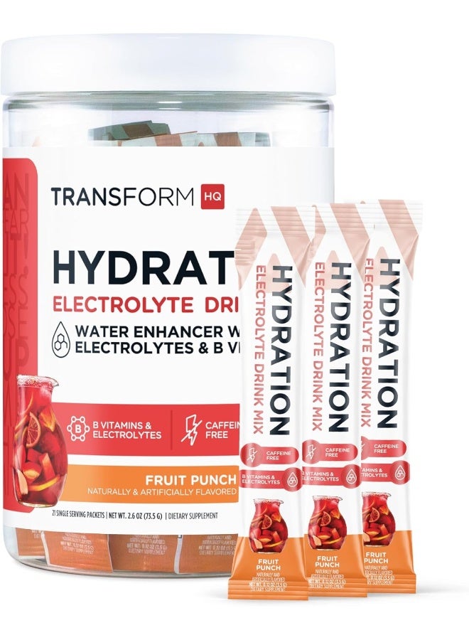 TransformHQ Hydration Drink Mix (21 Single-Serving Packets, Fruit Punch) - Hydration Supplement Blend with Vitamins and Electrolytes - Image 2