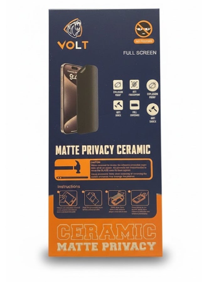 VOLT iPhone 16 tempered glass privacy screen protector made of matte ceramic - Image 2