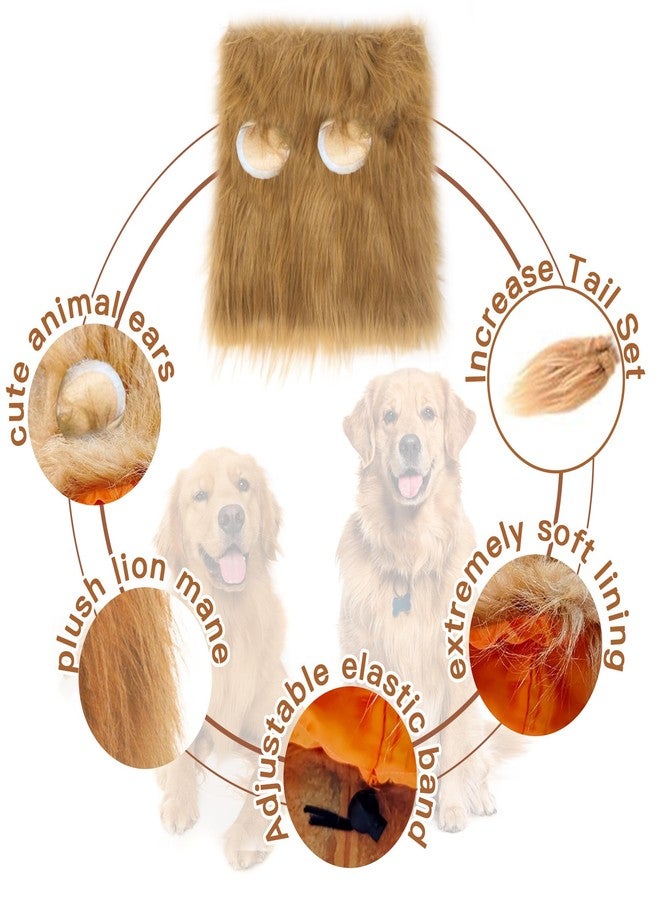 HOKABLE Lion Mane Dog Costume for Medium & Large Dogs - Realistic Lion Wig for Halloween, Photoshoot & Entertainment (Light Brown) - Size S + Tail Set - Image 4