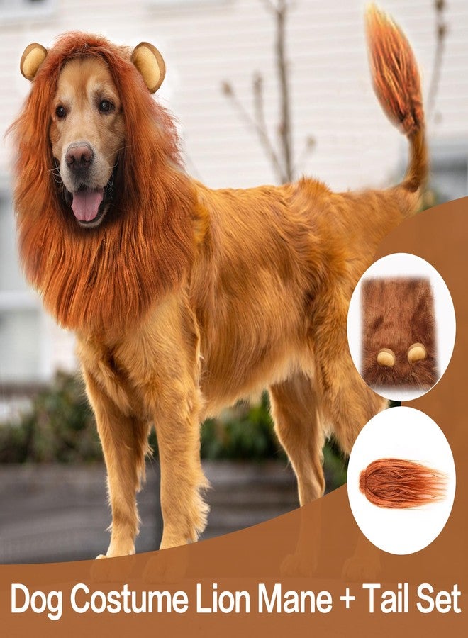HOKABLE Lion Mane Dog Costume for Medium & Large Dogs - Realistic Lion Wig for Halloween, Photoshoot & Entertainment (Light Brown) - Size S + Tail Set - Image 2