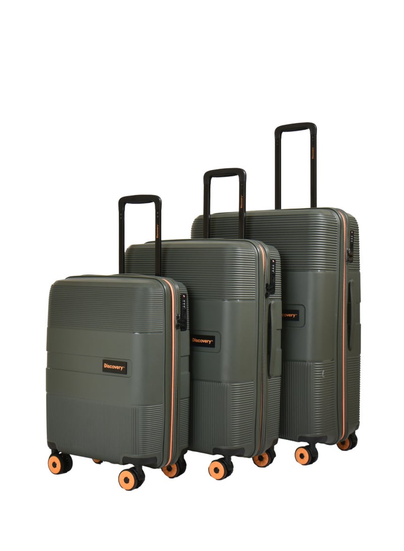 Discovery PP Trolley 3 Piece Luggage Set DL02H0.01-3P Expandable Hard Shell Suitcase Set with TSA Lock & 4 Double Spinner Wheels - Image 1