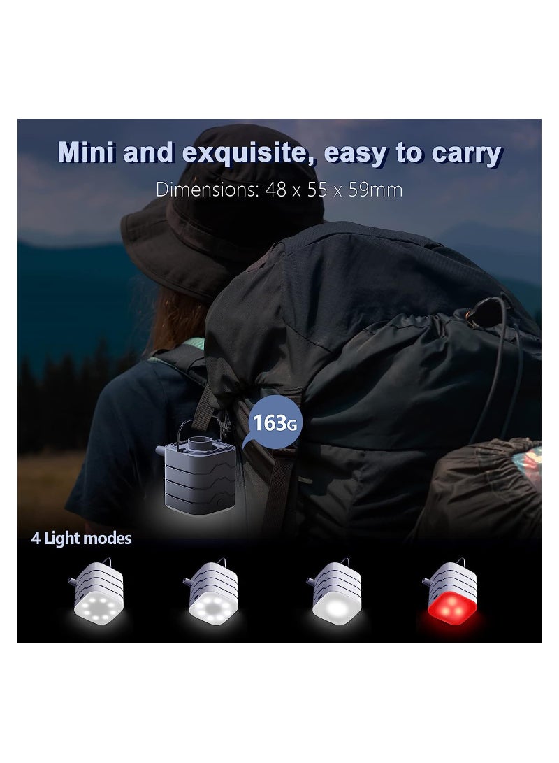 SOLARAE مضخة هواء للنفخ، مضخة هواء كهربائية مع ضوء تخييم، مضخة قابلة لإعادة الشحن عبر USB بحجم صغير جداً مع 5 فوهات لمراتب الهواء، حلقات السباحة، عوامات/ألعاب (بيضاء) - Image 3