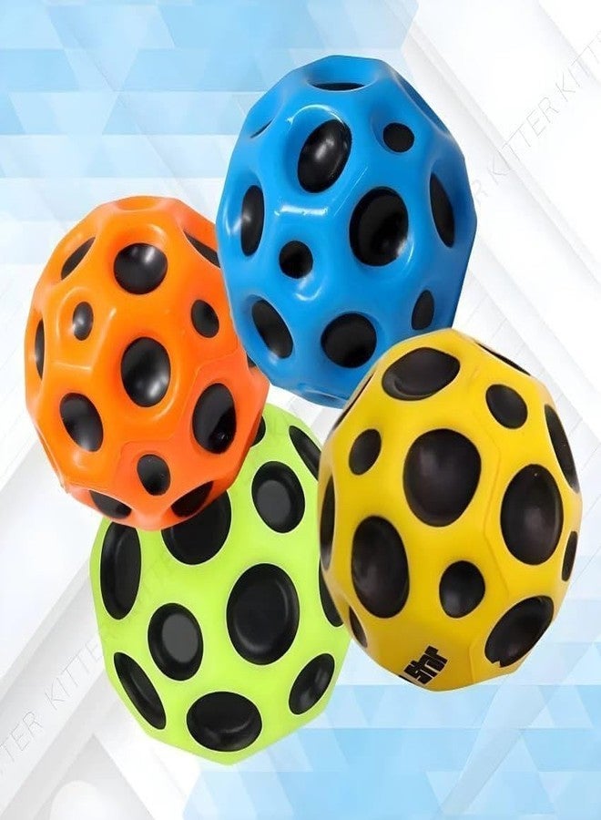 VIDORA Bouncing Moon Ball for Kids - Mixed Balls Durable Safe Rubber high Bounce Toy for Indoor Outdoor Play (Pack of 4) - Image 1