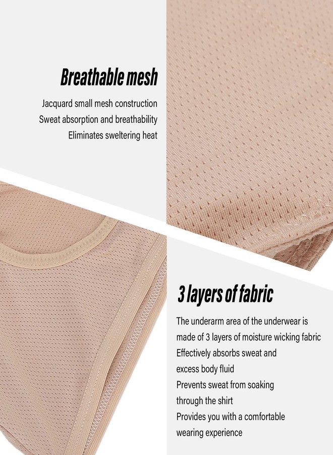 Filfeel Underarm Sweat Guard Underwear Sweat Vest Short Sleeve Reusable Armpit for Women Girls Skin Color (L - Image 3