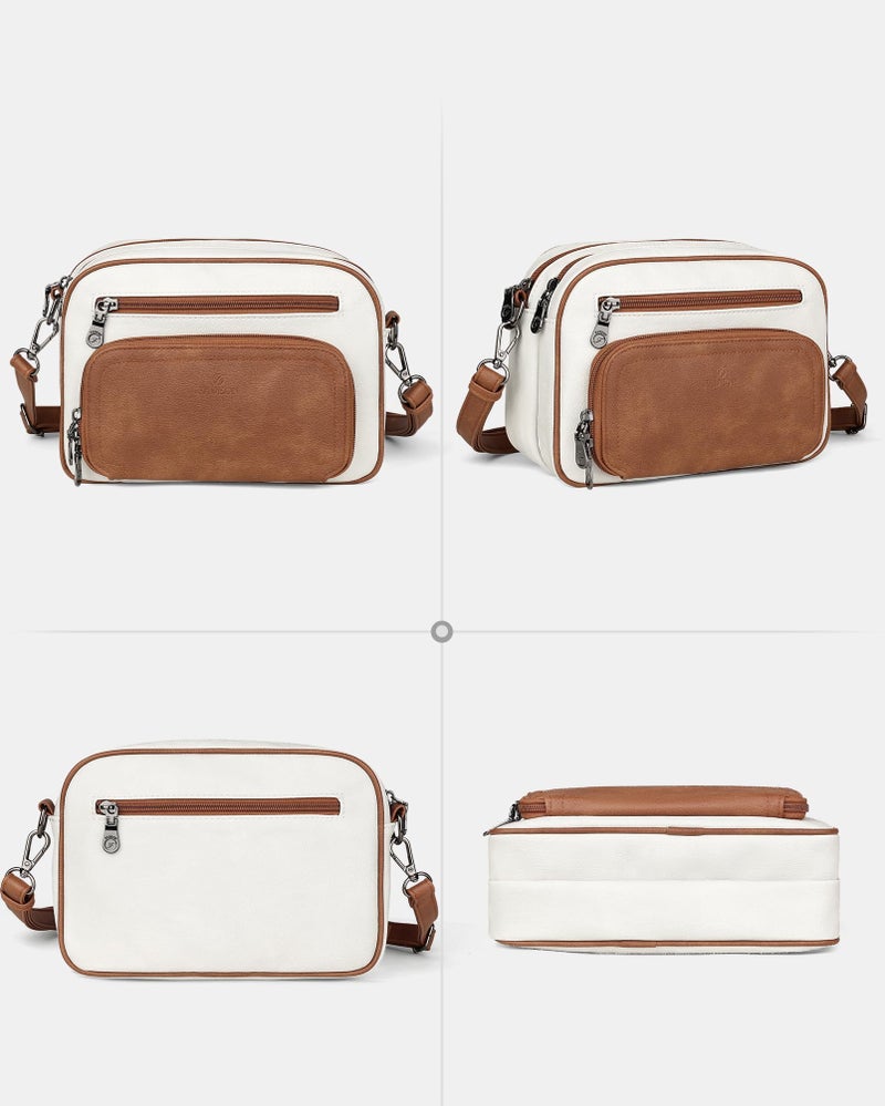 FADEON Crossbody Bags for Women Multi-pocket Leather Crossbody Purses, Designer Shoulder Bag Adjustable Removable Strap - Image 5