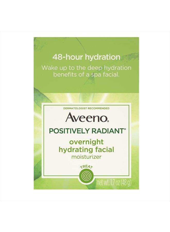 Aveeno Positively Radiant Overnight Hydrating Facial Moisturizer with Soy Extract and Hyaluronic Acid, Oil-Free and Non-Comedogenic, 1.7 oz - Image 2