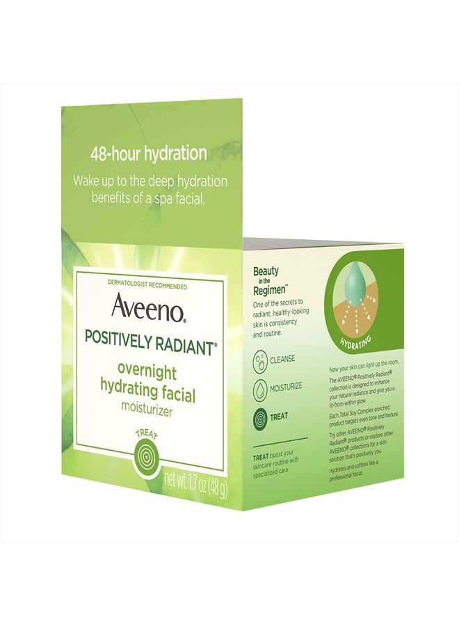 Aveeno Positively Radiant Overnight Hydrating Facial Moisturizer with Soy Extract and Hyaluronic Acid, Oil-Free and Non-Comedogenic, 1.7 oz - Image 3