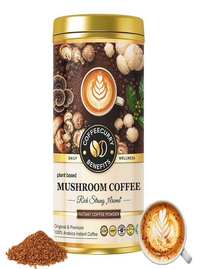 Coffeecurry Mushroom Coffee Tin Can (50 Gram) - Support Immune System & Enhance Focus and Memory | Mushroom Powered Coffee - Arabica Instant Coffee - Image 1