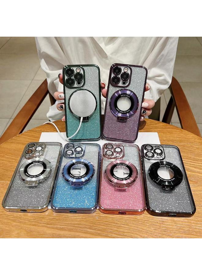 S-TOP Case For iPhone 16 Pro Electroplated Holder Gradient Glitter MagSafe Phone Case - Image 2