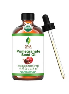 SVA Organics SVA Pomegranate Seed Oil Organic  4 Fl Oz  100 Natural Cold Pressed Organic Pomegranate Oil  for Face Skin Care Hair Care Scalp Massage  Body Massage  Carrier Oil with Dropper 