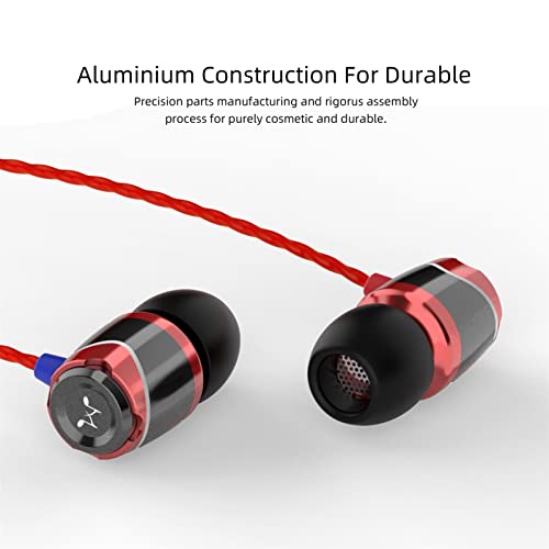 SoundMAGIC E10C Wired Earbuds with Microphone HiFi Stereo Earphones Noise Isolating in Ear Headphones Powerful Bass Tangle Free Cord Black Red - Image 5