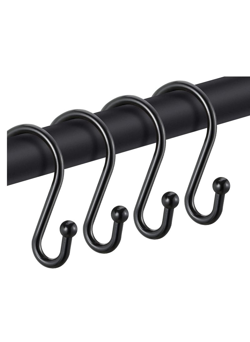 Black Shower Curtain Hooks, Metal Rust Resistant Shower Rings Decorative, S Shaped ​Hooks Hangers for Bathroom Curtains,Clothing,Towels(12 PCS) - Image 1