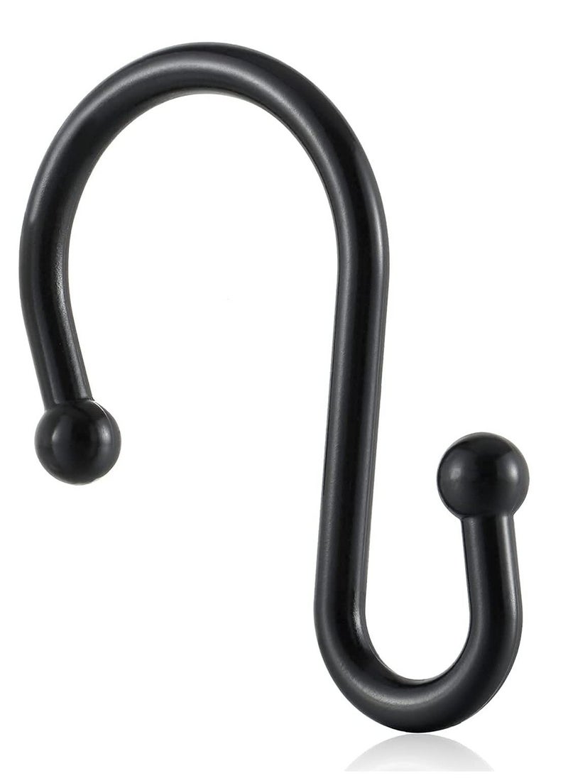 Black Shower Curtain Hooks, Metal Rust Resistant Shower Rings Decorative, S Shaped ​Hooks Hangers for Bathroom Curtains,Clothing,Towels(12 PCS) - Image 2