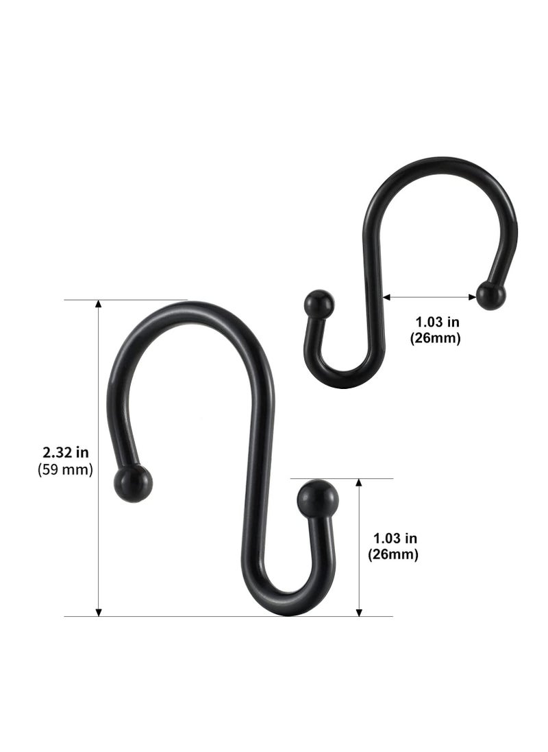 Black Shower Curtain Hooks, Metal Rust Resistant Shower Rings Decorative, S Shaped ​Hooks Hangers for Bathroom Curtains,Clothing,Towels(12 PCS) - Image 3