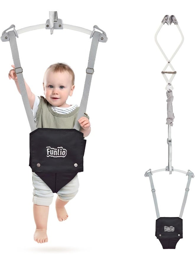 FUNLIO Baby Door Jumper for 6-24 Months, Black, Minimalist, Gender-Neutral, 6-39 lbs - Image 1