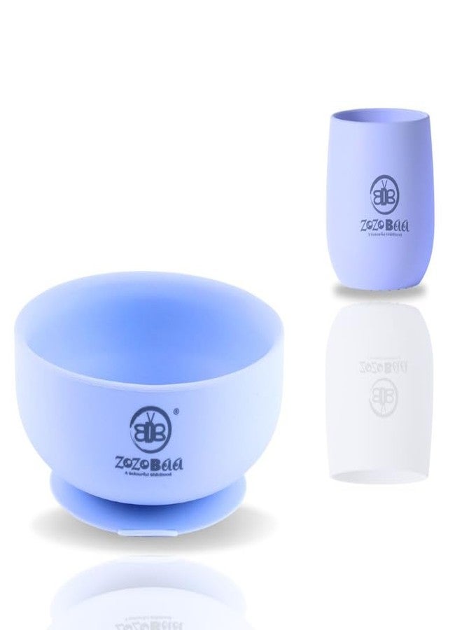 ZoZoBaa Silicone Baby Bowl & Tiny Drinking Open Cup | Easy Grip, Non-Slip Design & Multipurpose | Toddlers Training Set for BLW, Pack of 2 [Purple] - Image 1