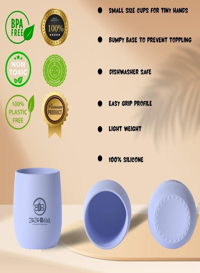 ZoZoBaa Silicone Baby Bowl & Tiny Drinking Open Cup | Easy Grip, Non-Slip Design & Multipurpose | Toddlers Training Set for BLW, Pack of 2 [Purple] - Image 4