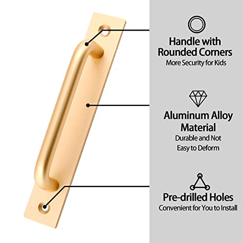 Zorfeter 5.8 Inch Sliding Barn Door Handle, 2 Pcs Gold Sliding Gate Door Pull Handle, Aluminium Alloy Cabinet Door Handle Hardware for Wardrobe Cupboard Closet Garage Shed, with Screws - Image 3