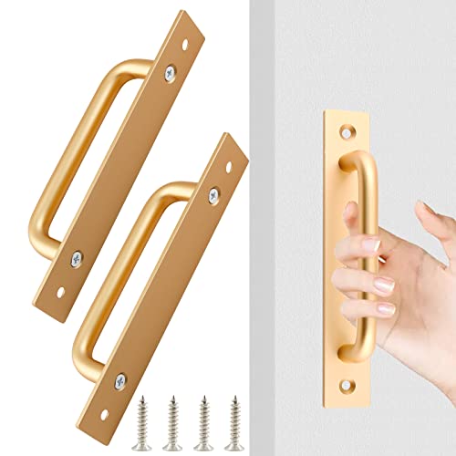Zorfeter 5.8 Inch Sliding Barn Door Handle, 2 Pcs Gold Sliding Gate Door Pull Handle, Aluminium Alloy Cabinet Door Handle Hardware for Wardrobe Cupboard Closet Garage Shed, with Screws - Image 1