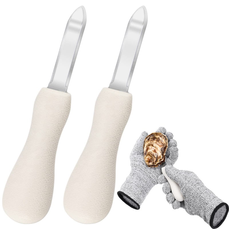 Nonley Nonley Oyster Shucking Knife, 2 Pack Oyster Knife Shucker Set with Professional Grade Cut Resistant Gloves, Oyster Shucker Clam Knife, Seafood Opener Seafood Tools  - Image 1