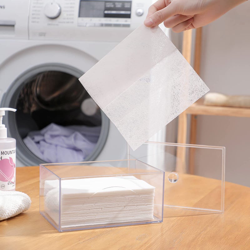 zoocatia Farmhouse Laundry Dryer Sheet Holder Clear Detergent Pods Container Dryer Balls Dispenser with Lid, Organization and Storage Box for Laundry Room, Bedroom, Desk - Image 4