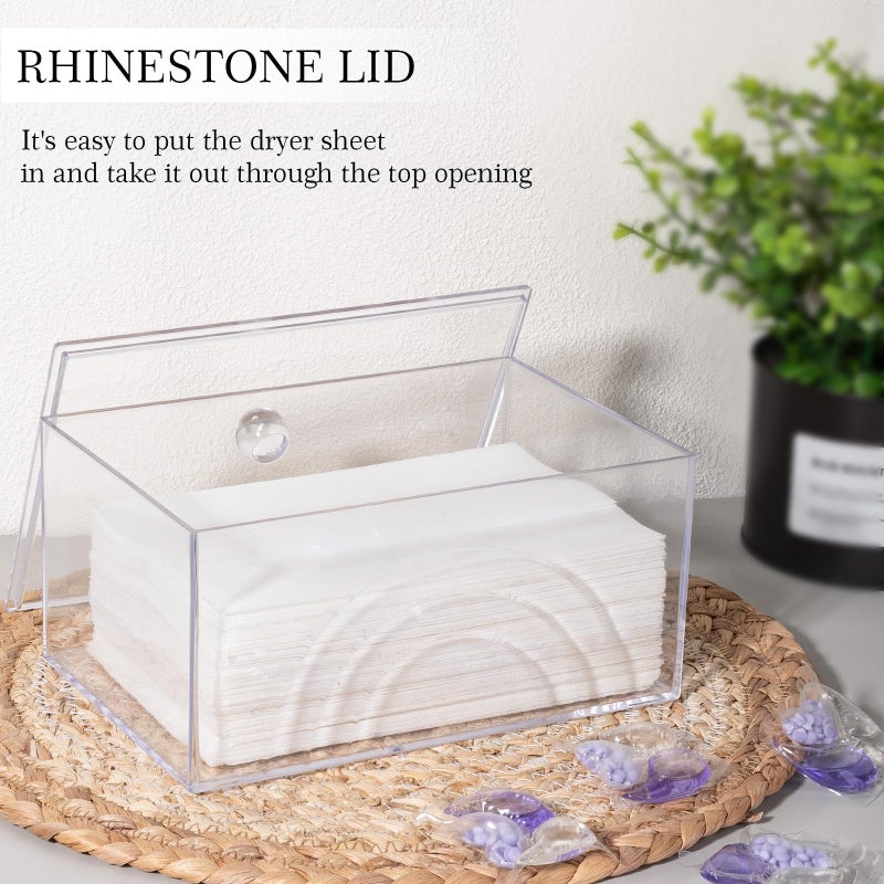 zoocatia Farmhouse Laundry Dryer Sheet Holder Clear Detergent Pods Container Dryer Balls Dispenser with Lid, Organization and Storage Box for Laundry Room, Bedroom, Desk - Image 5