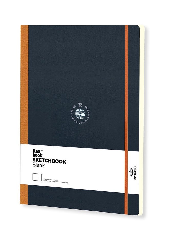 flexbook Sketchbook Orange | Large A4 | 22x31cm | 96 pages | 170gsm Special Quality Munken Paper | Special Black Art Paper Cover | Elastic Band Closure | FSC Certified - Image 1