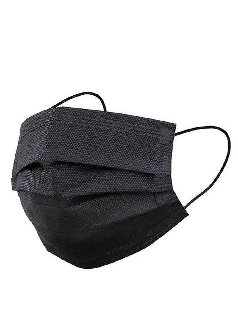 though56 50 قطعة قناع وجه أسود ثلاثي الطبقات للاستخدام مرة واحدة للبالغين - Image 2